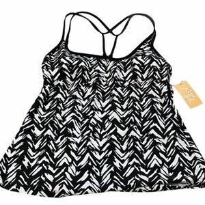 Kona Sol Women Tankini Top Swimwear Black Size Small
